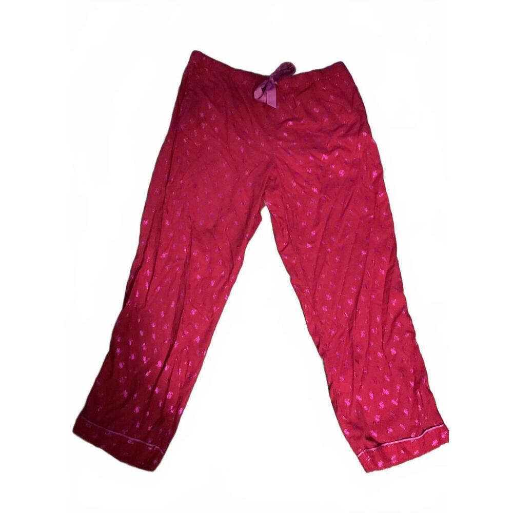 Victorias Secret Pink Flannel Women's Pajama Pants with Heart Print XL